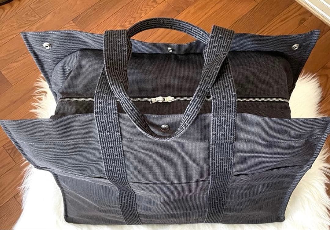 極美品　エルメス　エールラインTGMトートバッグ　特大　グレー　角スレなし