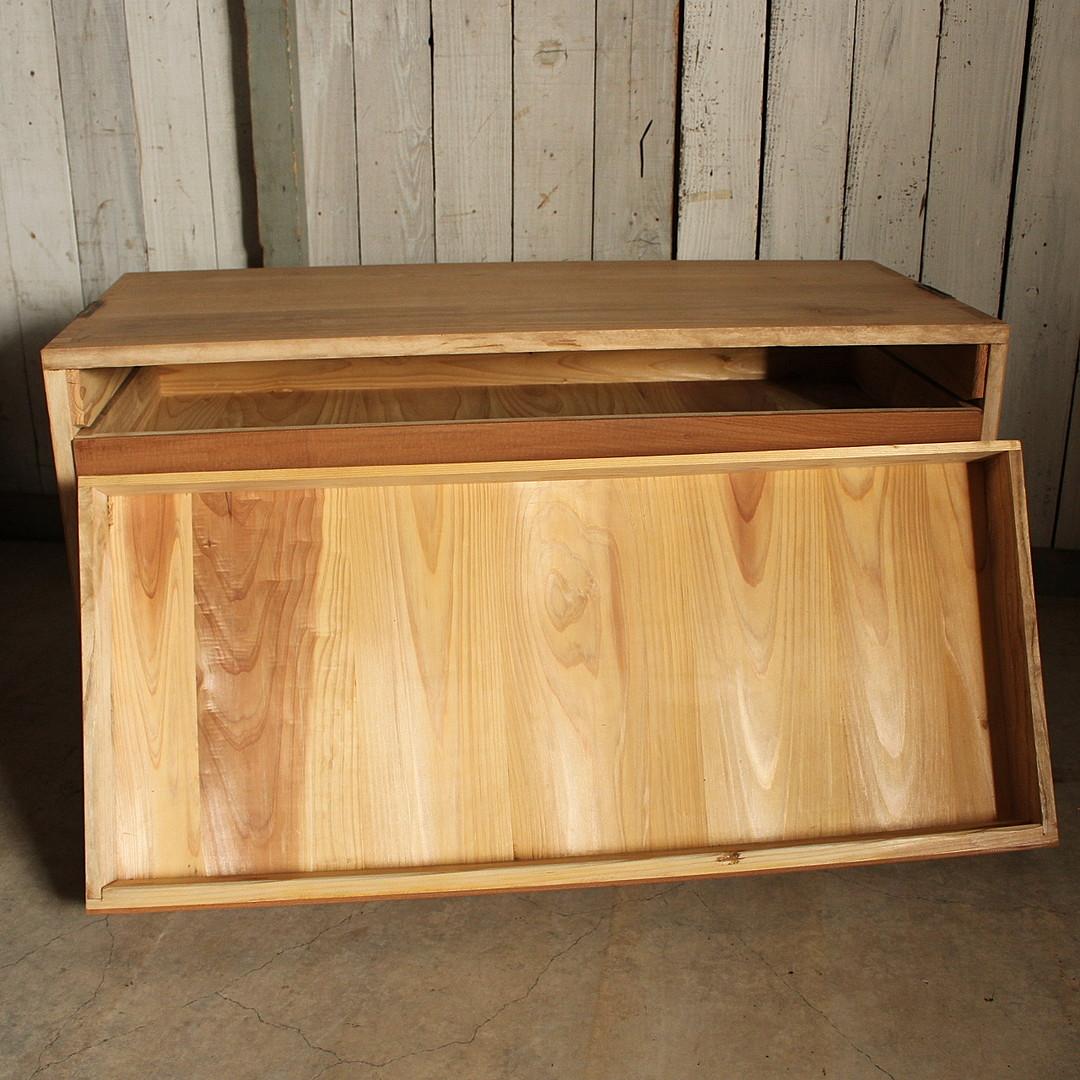 木製引き出し3段×ガラスケース　ガラスケース　食器棚　シャツケース　収納　古家具