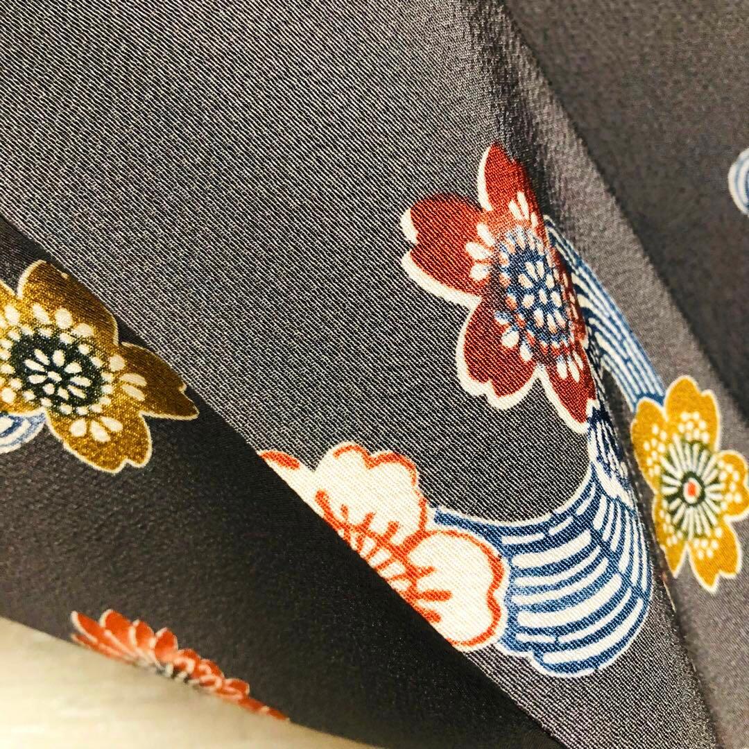 【お値打　トールサイズ】小紋　型絵染　縮緬　燕　正絹　袷　裄丈71 身丈172