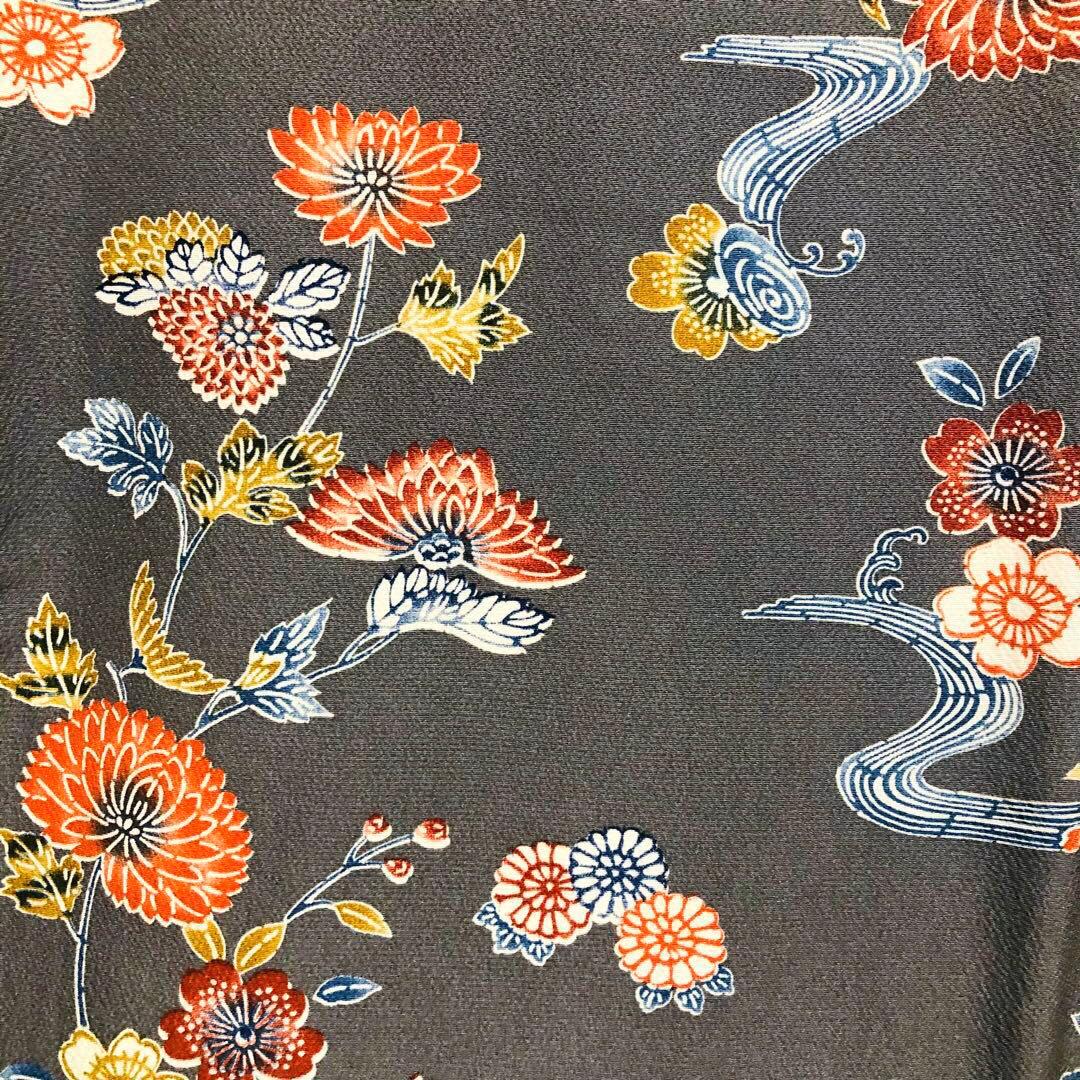 【お値打　トールサイズ】小紋　型絵染　縮緬　燕　正絹　袷　裄丈71 身丈172