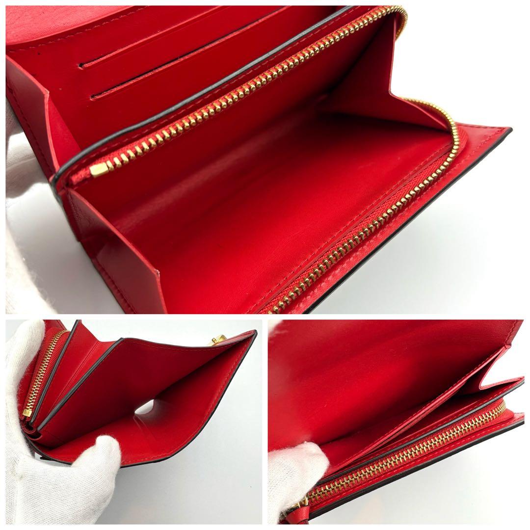 【美品】ルイヴィトン ポルテフイユ フロール コンパクト 折り財布 コクリコ