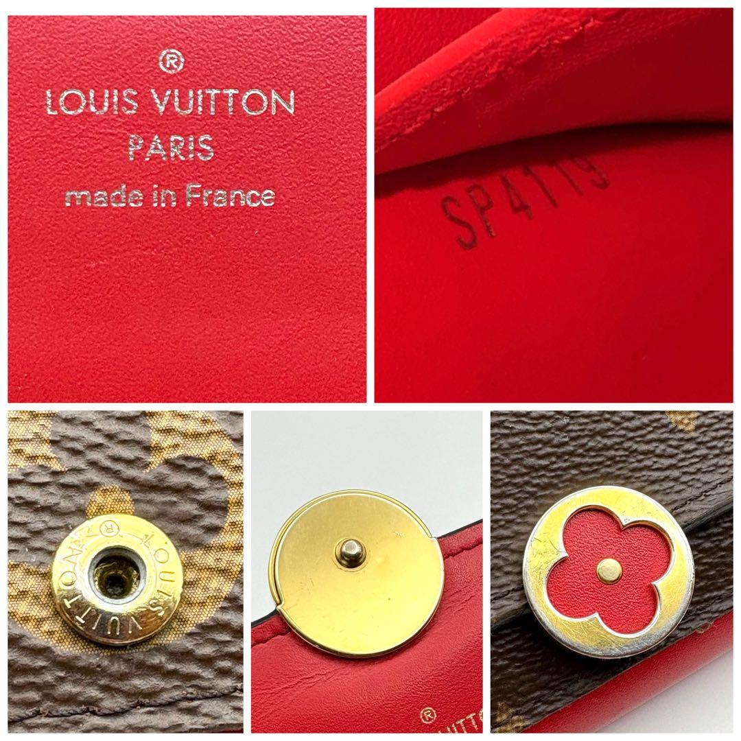 【美品】ルイヴィトン ポルテフイユ フロール コンパクト 折り財布 コクリコ