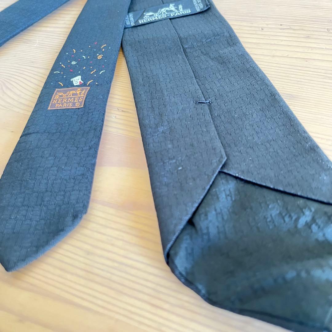HERMES（エルメス） ネクタイ シルク ブラック系 箱付き