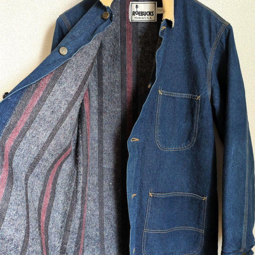 USA製 80s ROEBUCKS 裏ブランケット デニムカバーオール M