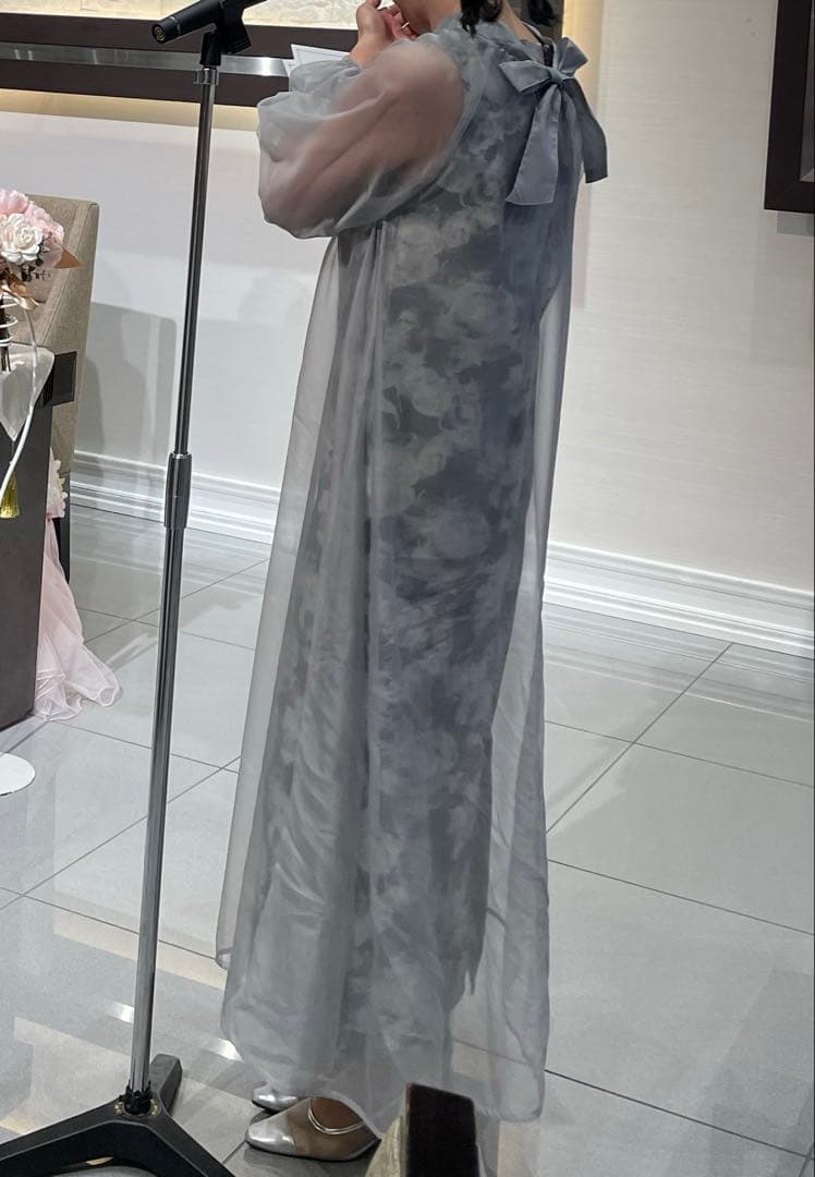 フローラル柄シースルーロングドレス 値下げ可能