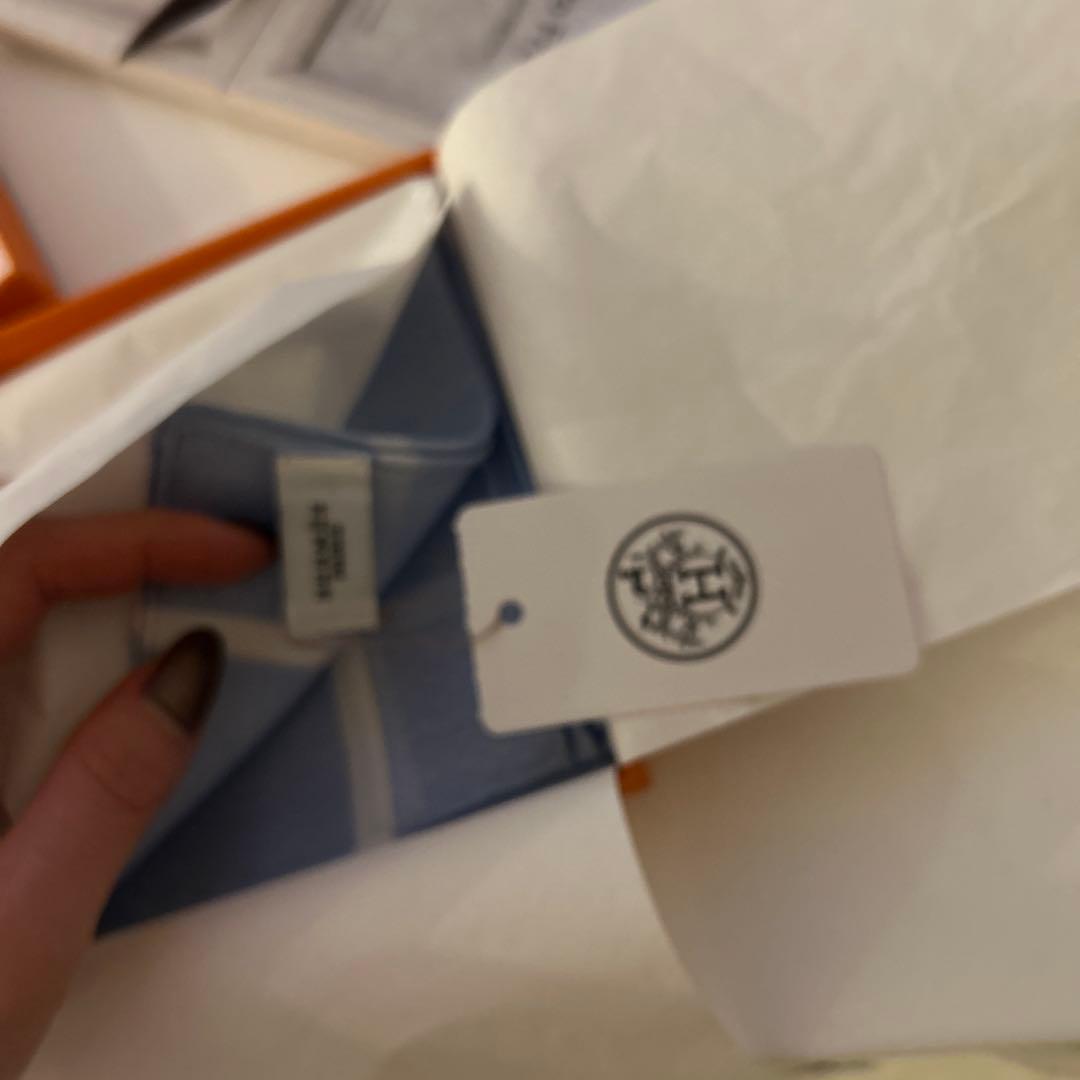 エルメス ストライプ ハンカチ ライトブルー