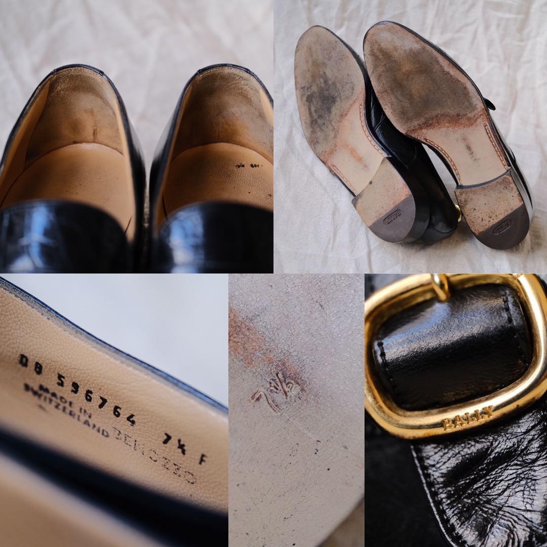 BALLYバリーエンボスクロココンビストラップローファーBENOZZO黒75F