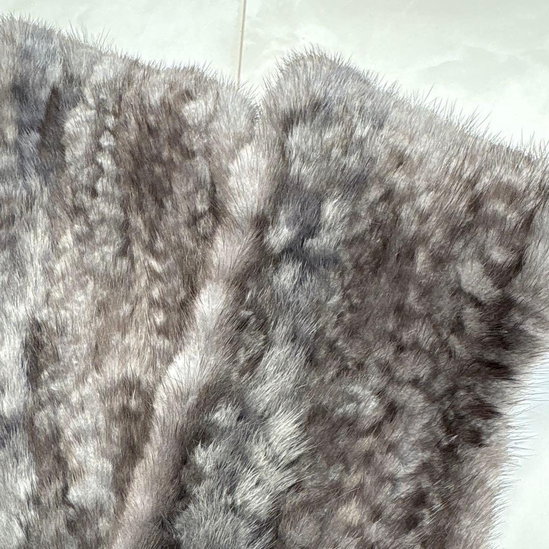 新品　ミンクファー　ミンクマフラー　ストール　ショール　マフラー　ミンク　グレー