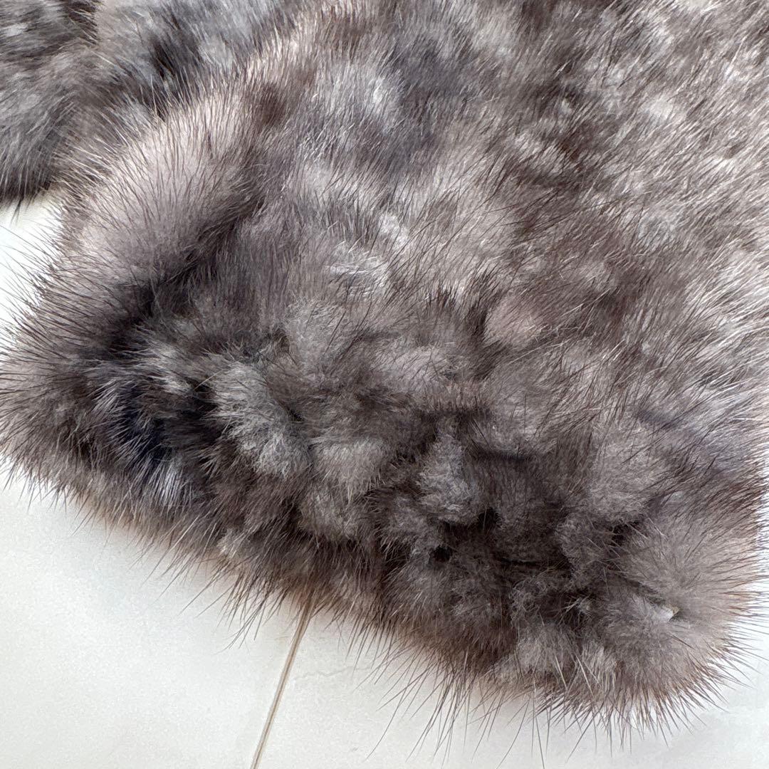 新品　ミンクファー　ミンクマフラー　ストール　ショール　マフラー　ミンク　グレー