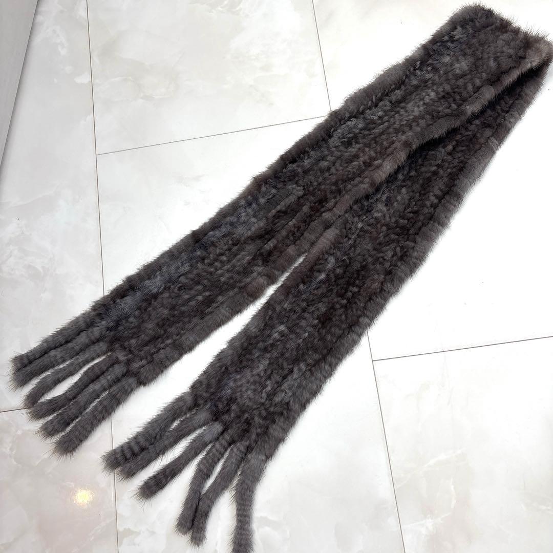 新品　ミンクファー　ミンクマフラー　ストール　ショール　マフラー　ミンク　グレー