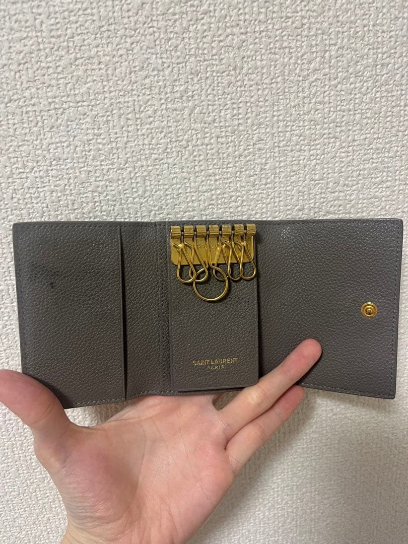 Saint Laurent グレー レザー キーケース