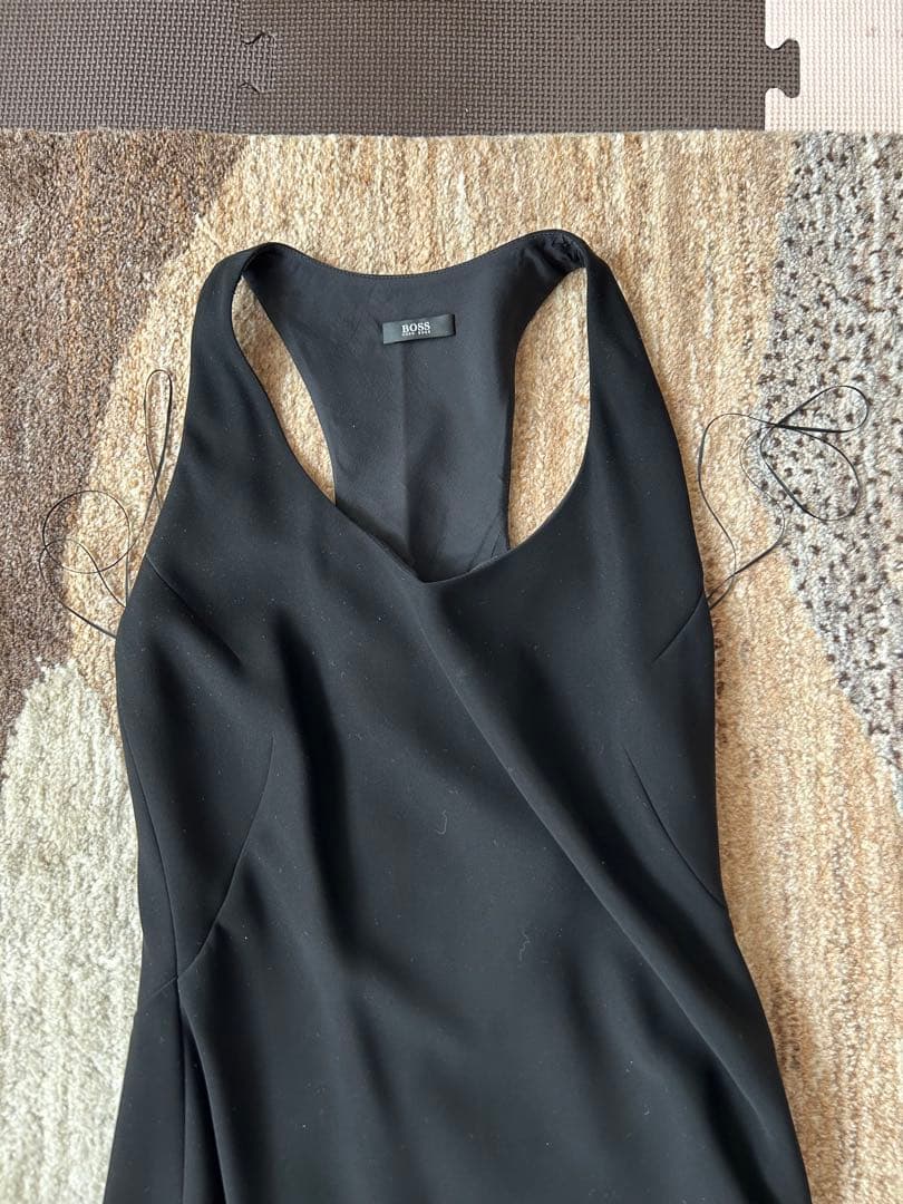 HUGO BOSS ロングドレス 黒40 ハイローヘム 美シルエット 試着のみ