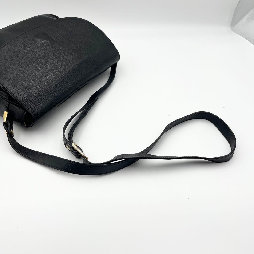 希少✨ バーバリー ショルダーバッグ フラップ ノバチェック レザー 黒 シボ革