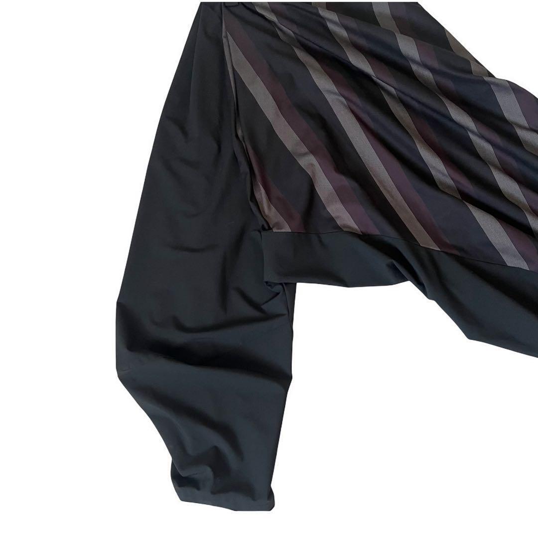 極美品 萌 24SS 変形 サルエルパンツ ストライプ ブラック