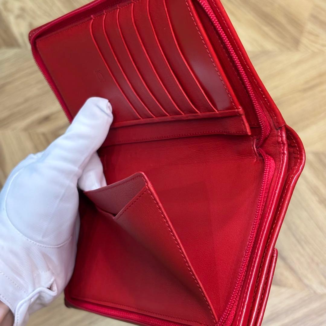 【超美品】希少 ロエベ ロングウォレット アナグラム レッド 長財布 箱付き