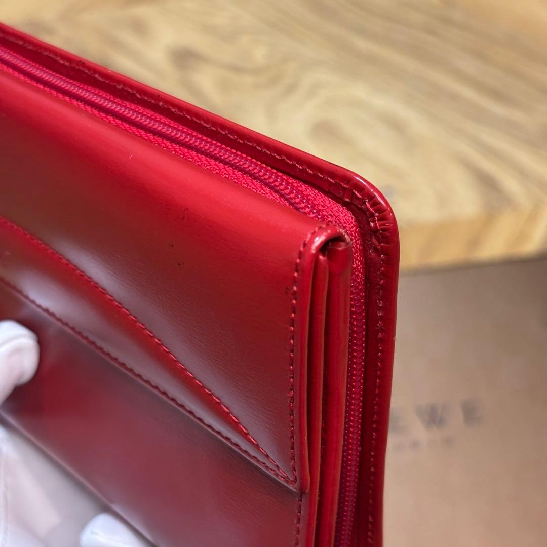 【超美品】希少 ロエベ ロングウォレット アナグラム レッド 長財布 箱付き