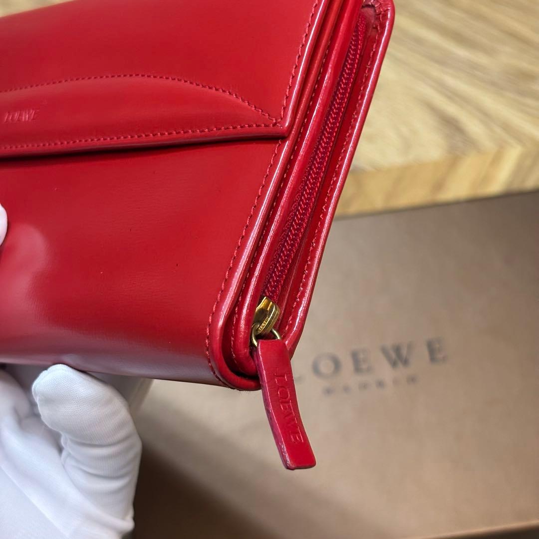 【超美品】希少 ロエベ ロングウォレット アナグラム レッド 長財布 箱付き
