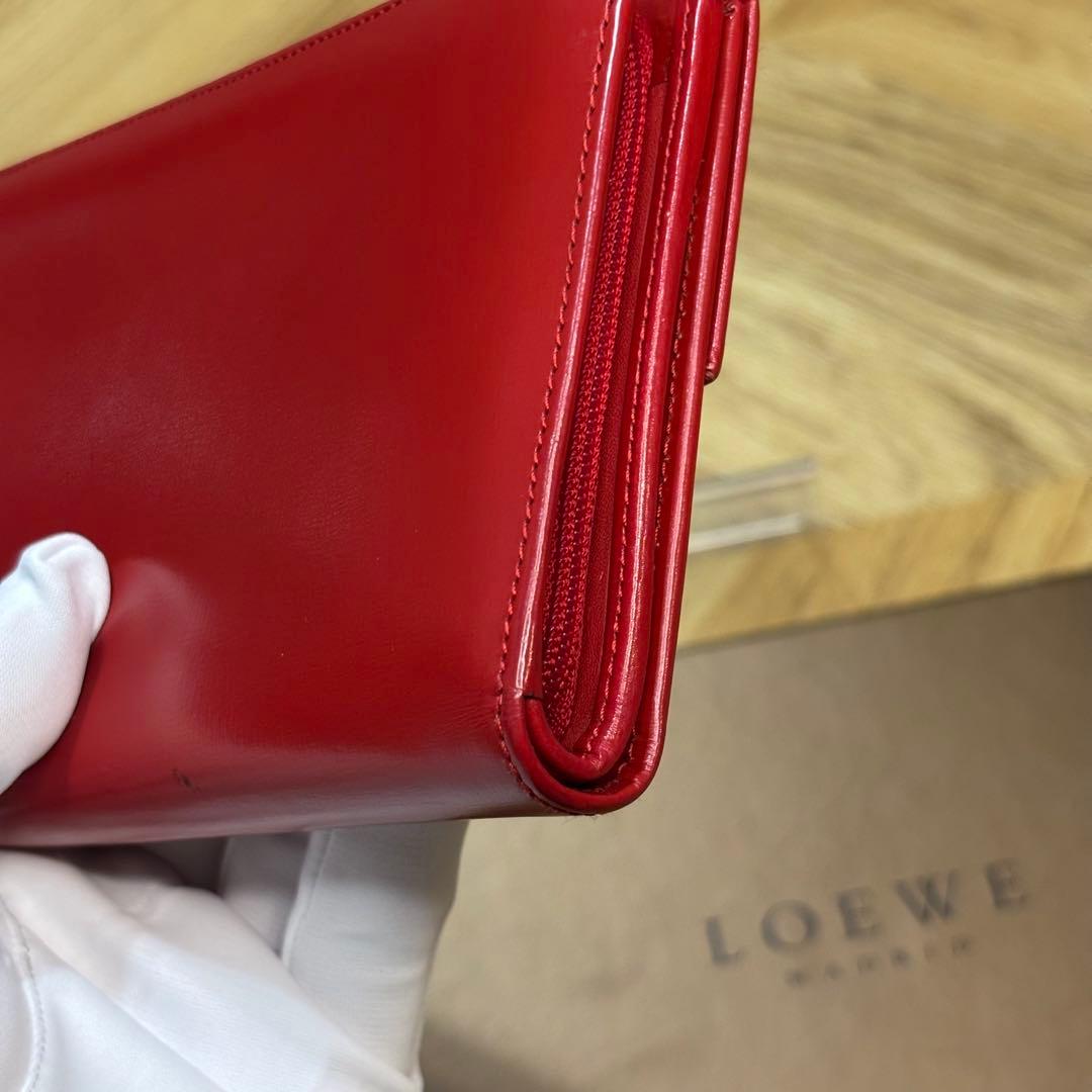 【超美品】希少 ロエベ ロングウォレット アナグラム レッド 長財布 箱付き