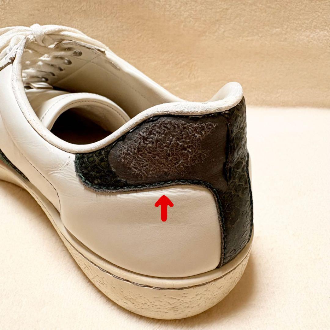 GUCCI ビー シェリーライン ホワイト レザースニーカー SIZE 71/2