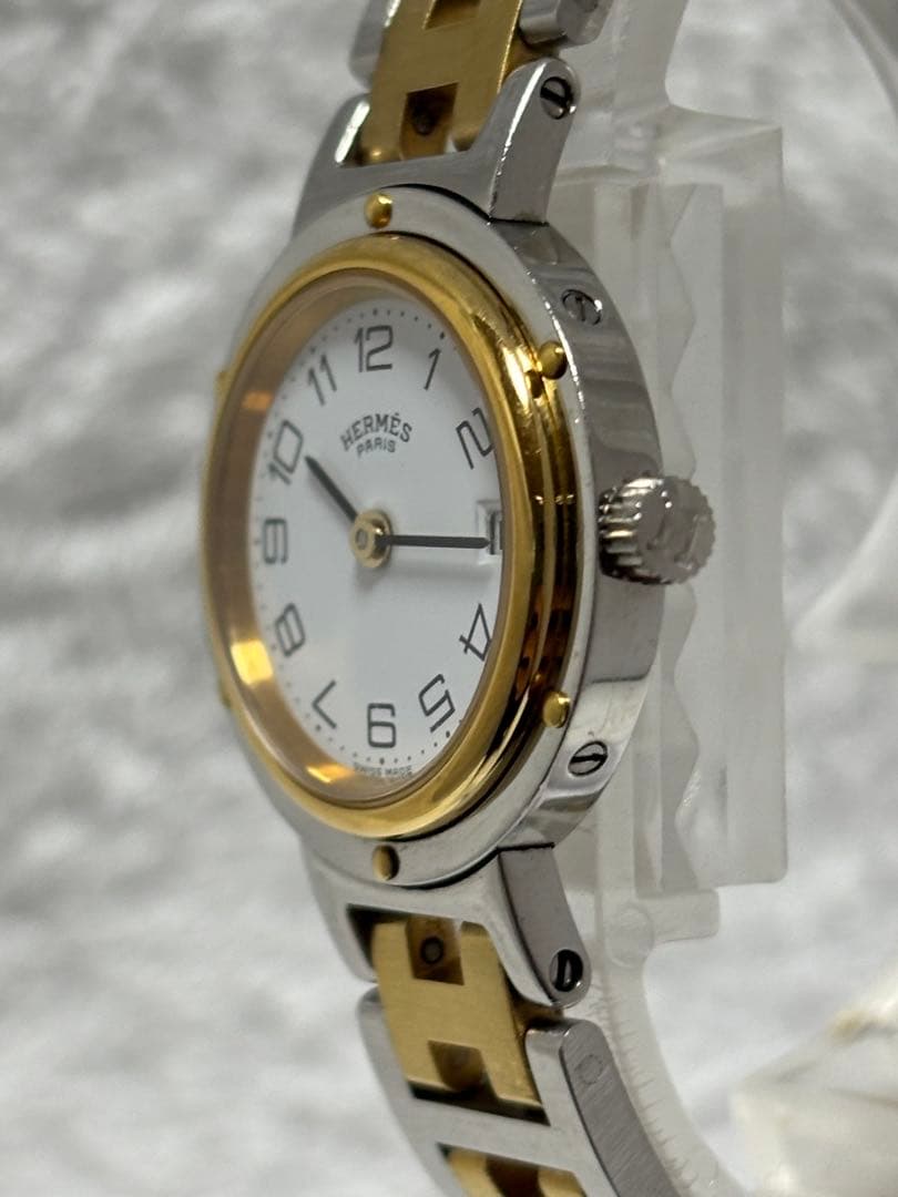 【美品】エルメス クリッパー クォーツ デイト【稼働品】レディース 付属品有り
