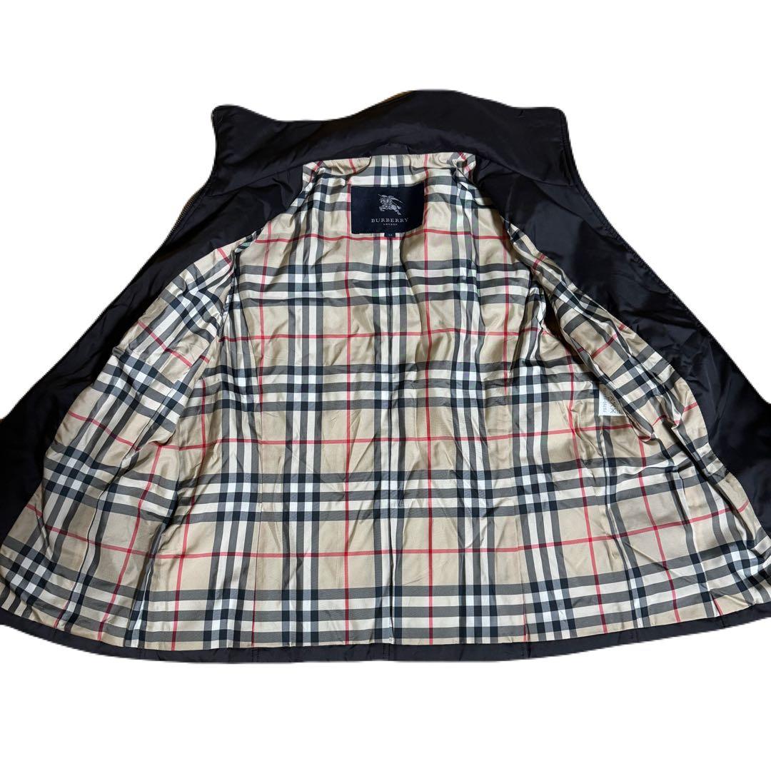 （美品）バーバリー　ベスト　ノバチェック　ブラック　黒　オールジップ　防寒　冬