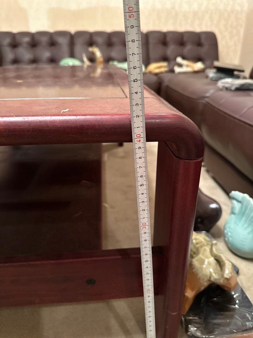 【カリモク！お値下げ！超美品！たのメル便で発送】木製ダークブラウン座卓 収納付き