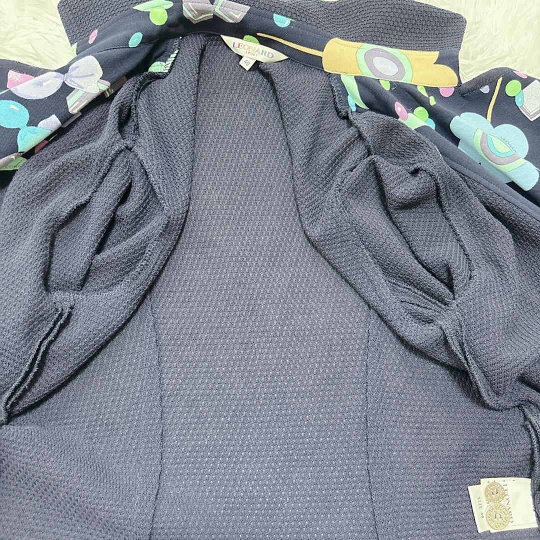 美品✨レオナールスポーツ2way テーラード ジャケット 花柄 ブルー L