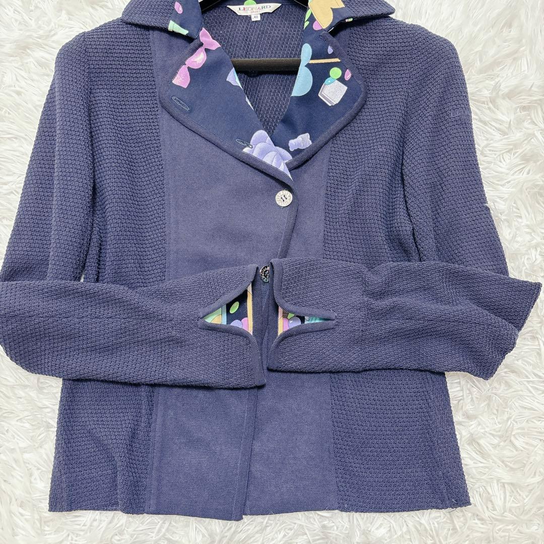 美品✨レオナールスポーツ2way テーラード ジャケット 花柄 ブルー L