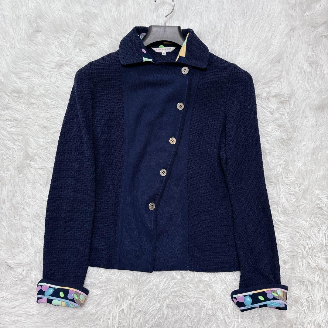 美品✨レオナールスポーツ2way テーラード ジャケット 花柄 ブルー L