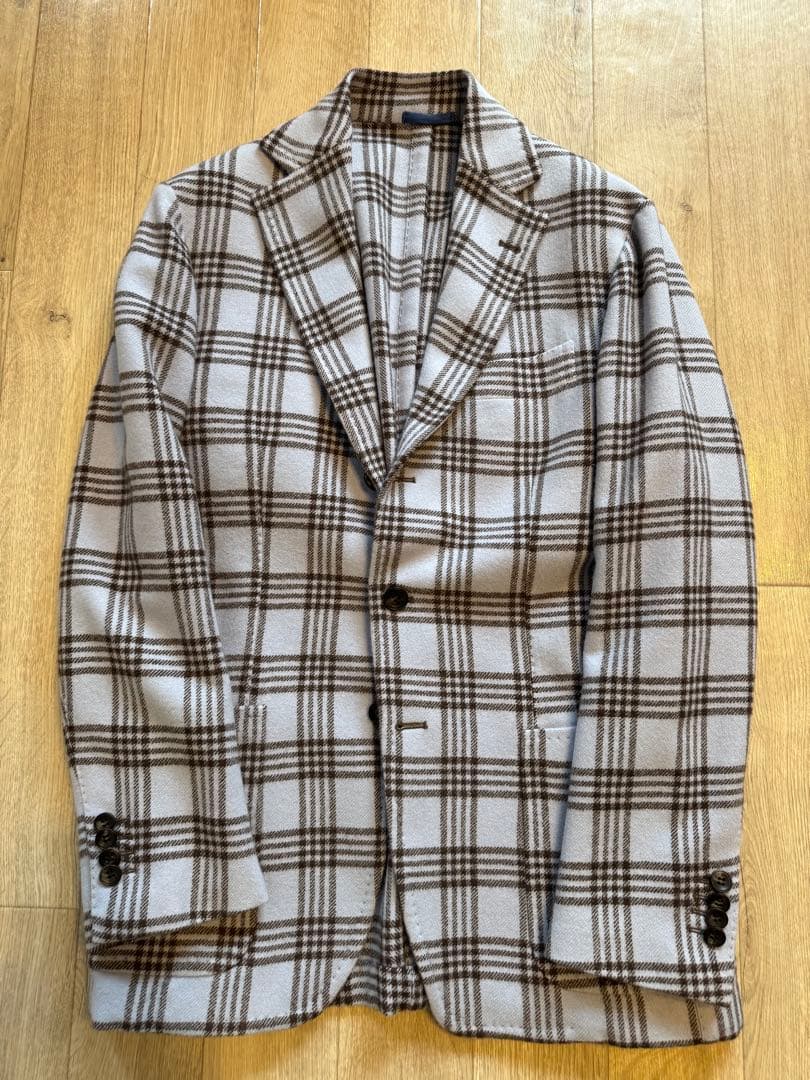 Sartorio サルトリオ　チェック柄3Bウールジャケット size46