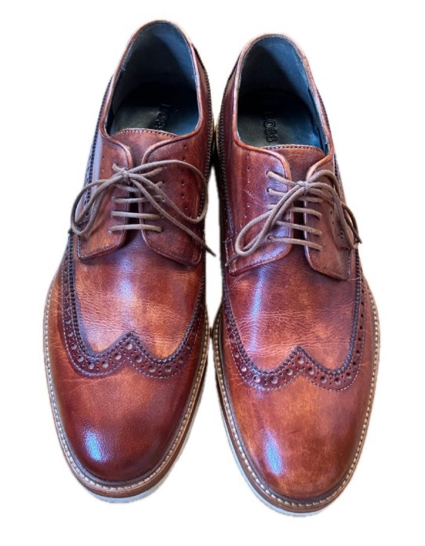 【極美品】ヒューゴボス ウィングチップ レザーシューズ サイズ45 30.0cm