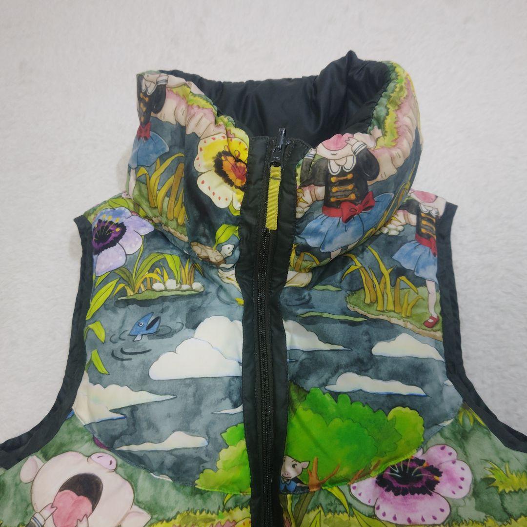 アルベロベロ ブタさん 花柄 リバーシブル ダウンベスト