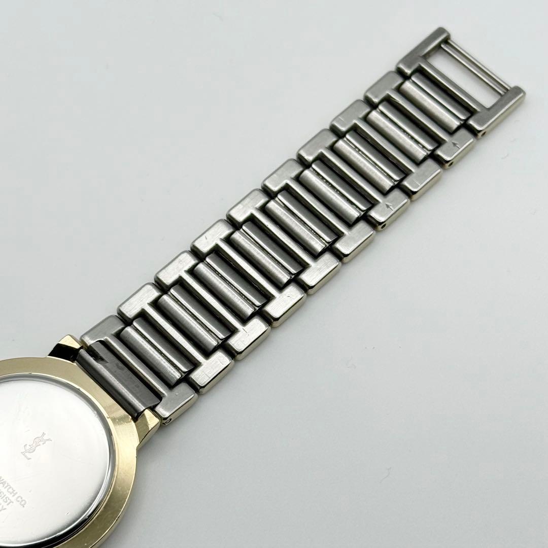 ✨美品・稼働✨サンローラン 腕時計 クォーツ ラウンド コンビ 白文字盤