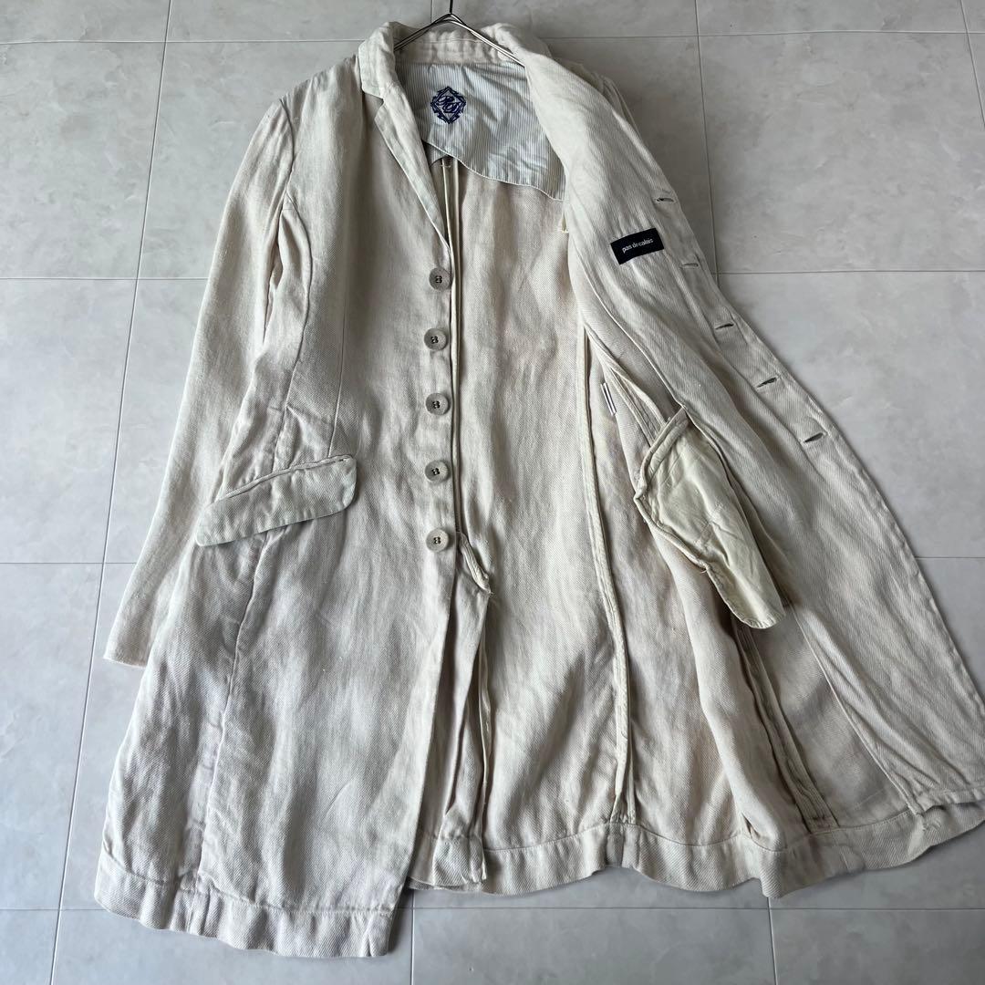 pas de calais リネンジャケットコート ベージュ 38