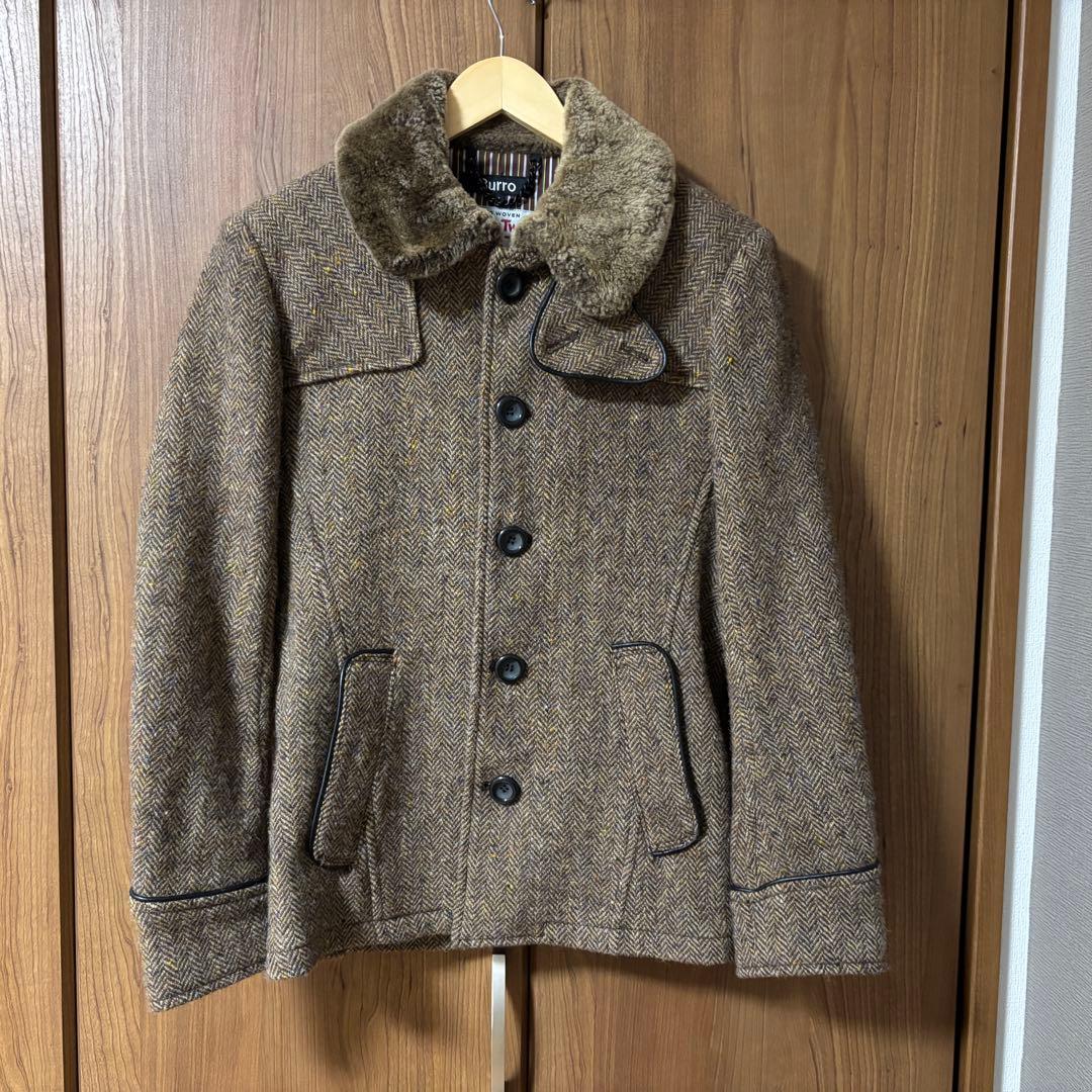 ブロ/Burro　ハリスツイード　ヘリンボン　ツイード　ブラウン ジャケット