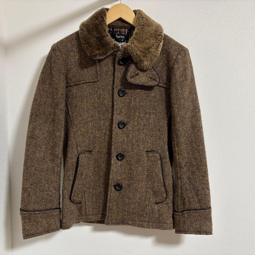 ブロ/Burro　ハリスツイード　ヘリンボン　ツイード　ブラウン ジャケット
