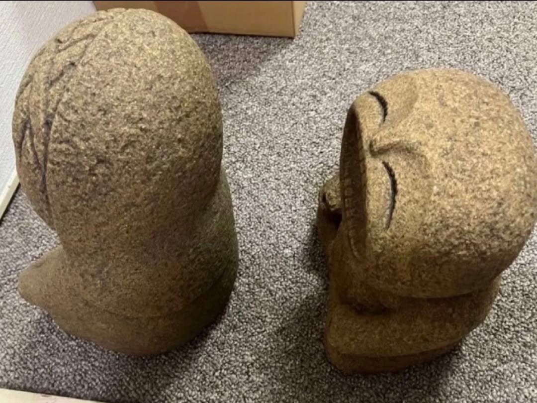 2点まとめて　石神彫刻工房　石んこ地蔵　大笑い　観音像