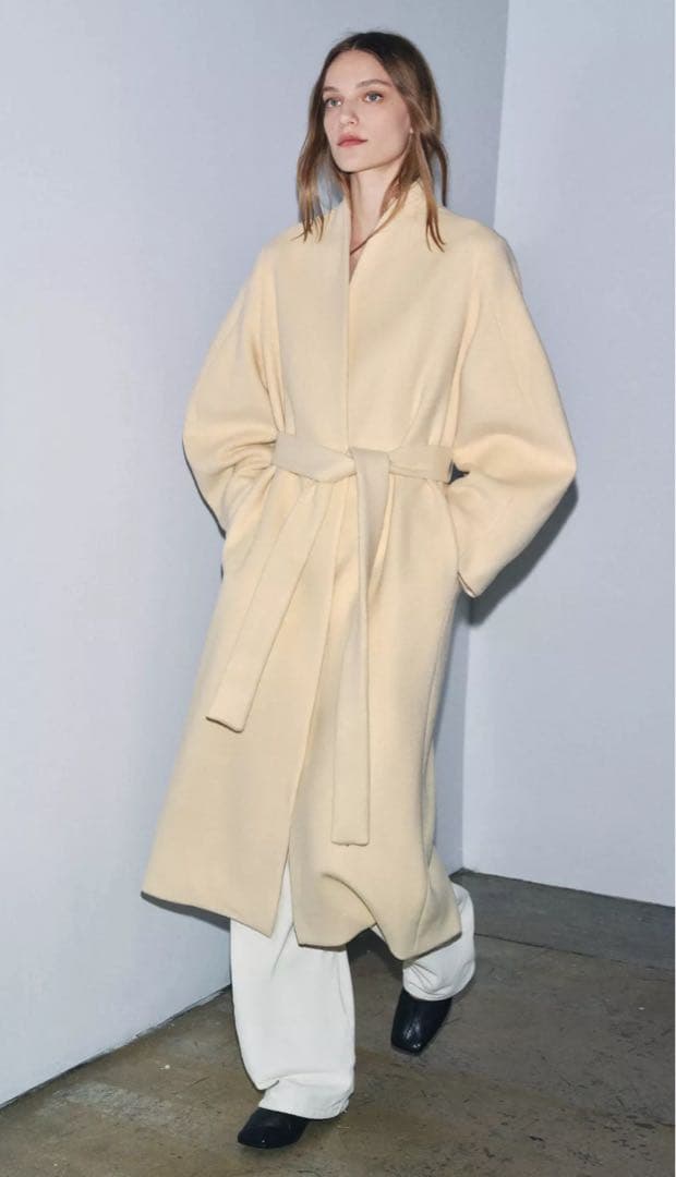 新品　ZARAオーバーサイズウール混紡コート