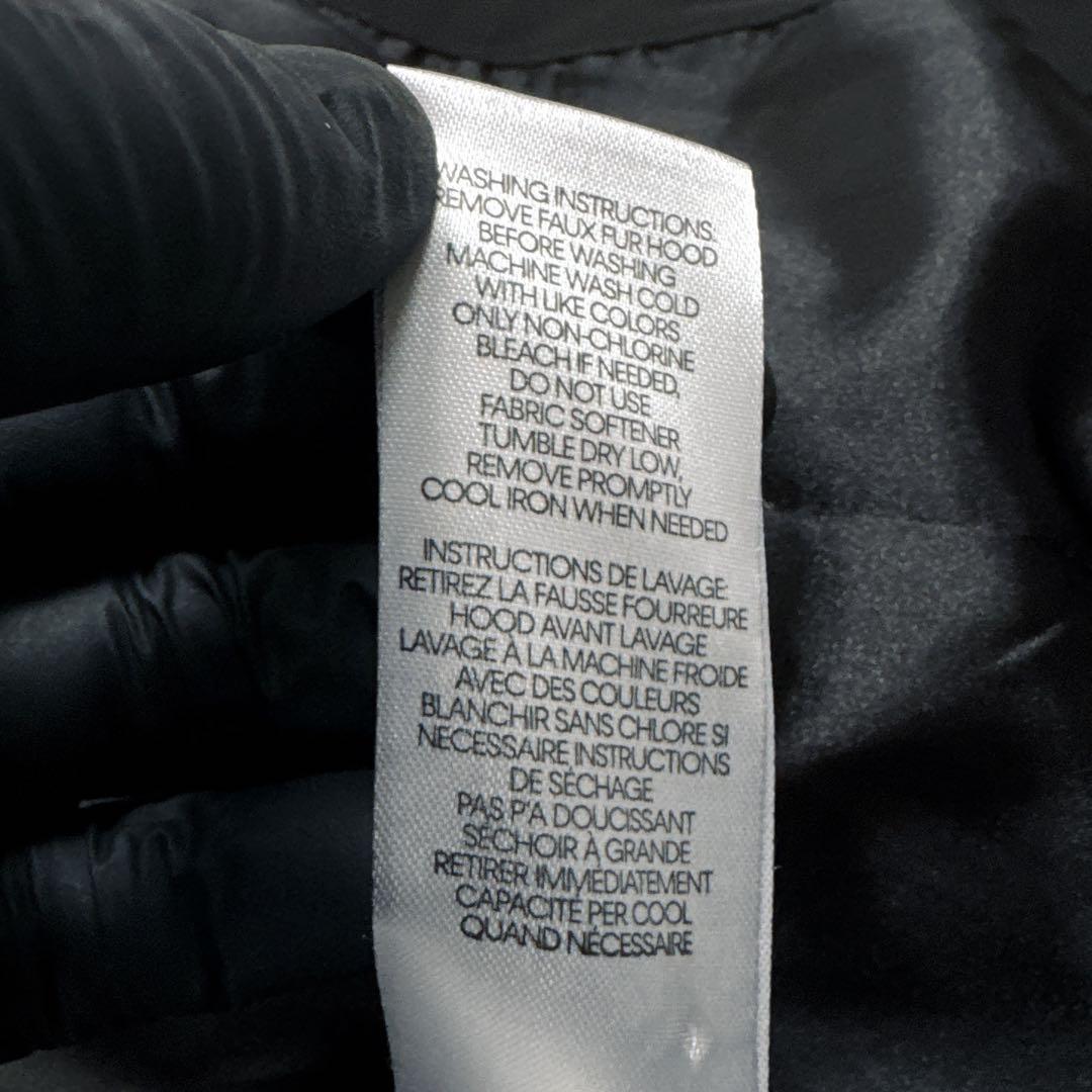 極美品 カルバンクライン 中綿 ロングコート 黒 L ファー付 ロゴプレート