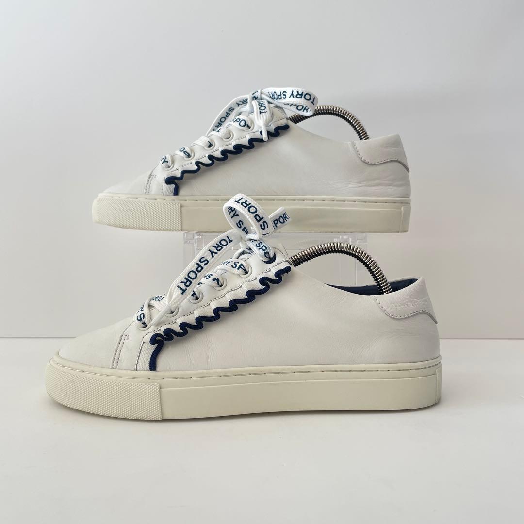 【美品】TORY SPORT フリルデザイン　ホワイト ローカットスニーカー