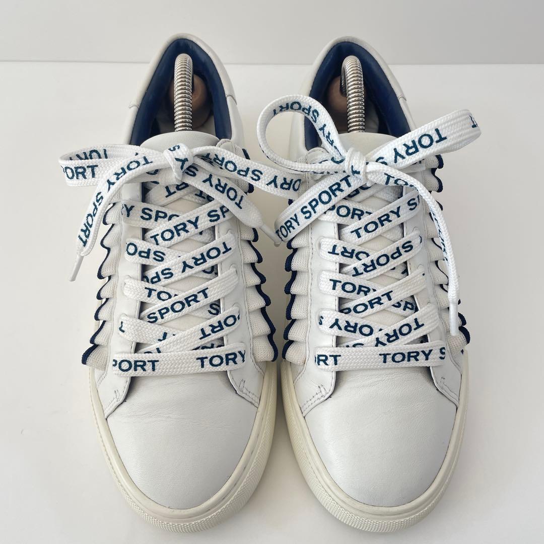【美品】TORY SPORT フリルデザイン　ホワイト ローカットスニーカー