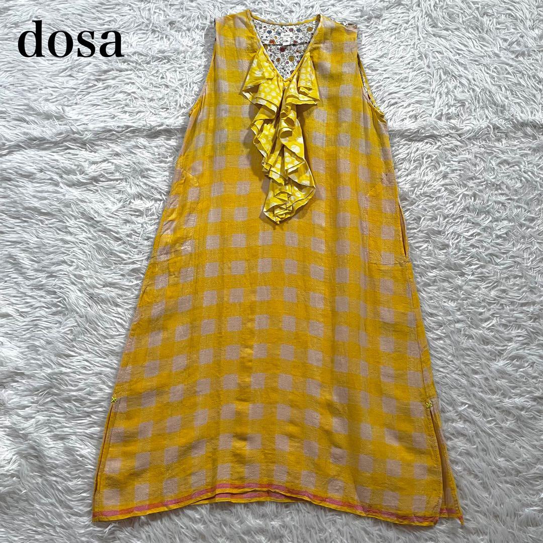 ドーザ　チェック　フリル　ワンピース ノースリーブ　花柄　３サイズ