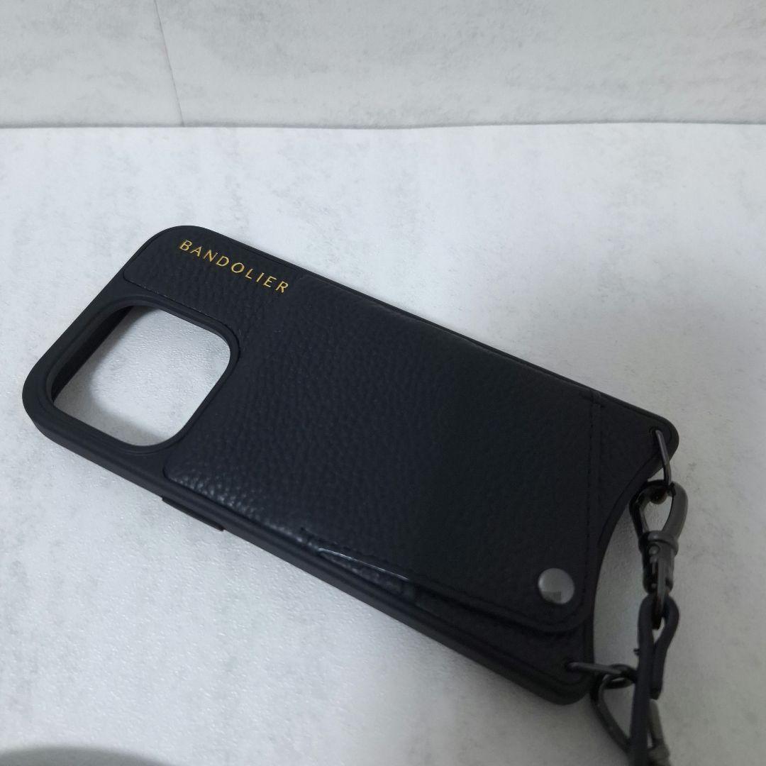 バンドリヤー スマホケース ストラップ iPhone 15Pro 高級感 黒