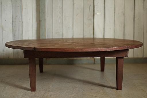 古い木製折り畳み丸テーブル　ちゃぶ台　古家具　古民家　古道具