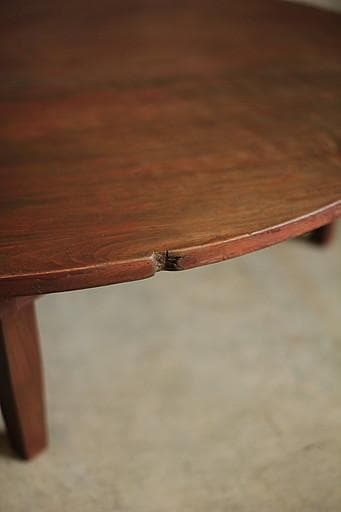 古い木製折り畳み丸テーブル　ちゃぶ台　古家具　古民家　古道具