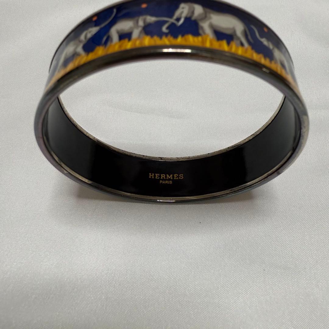 エルメス HERMES エマイユ バングル ブレスレット 象 ゾウ ブルー