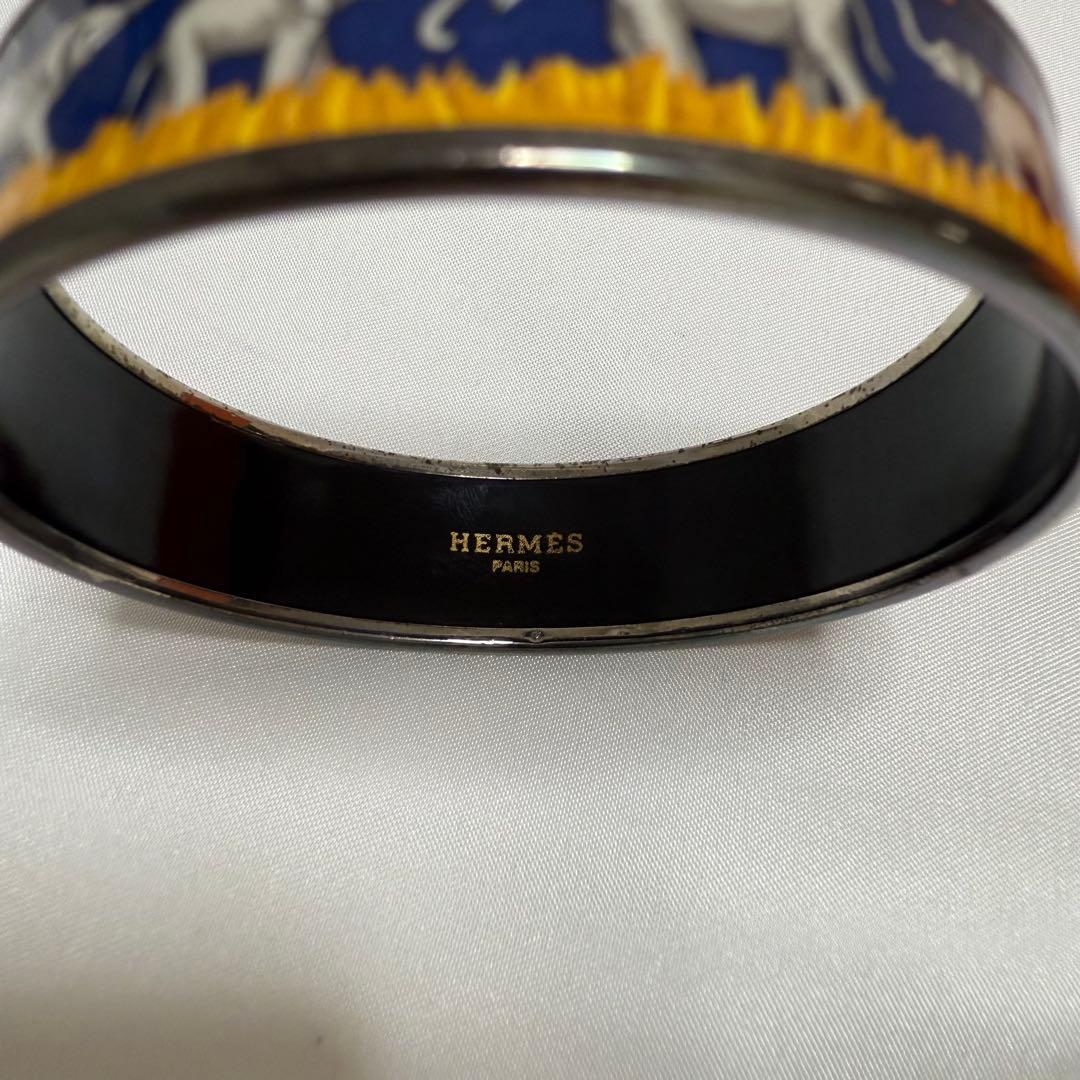 エルメス HERMES エマイユ バングル ブレスレット 象 ゾウ ブルー