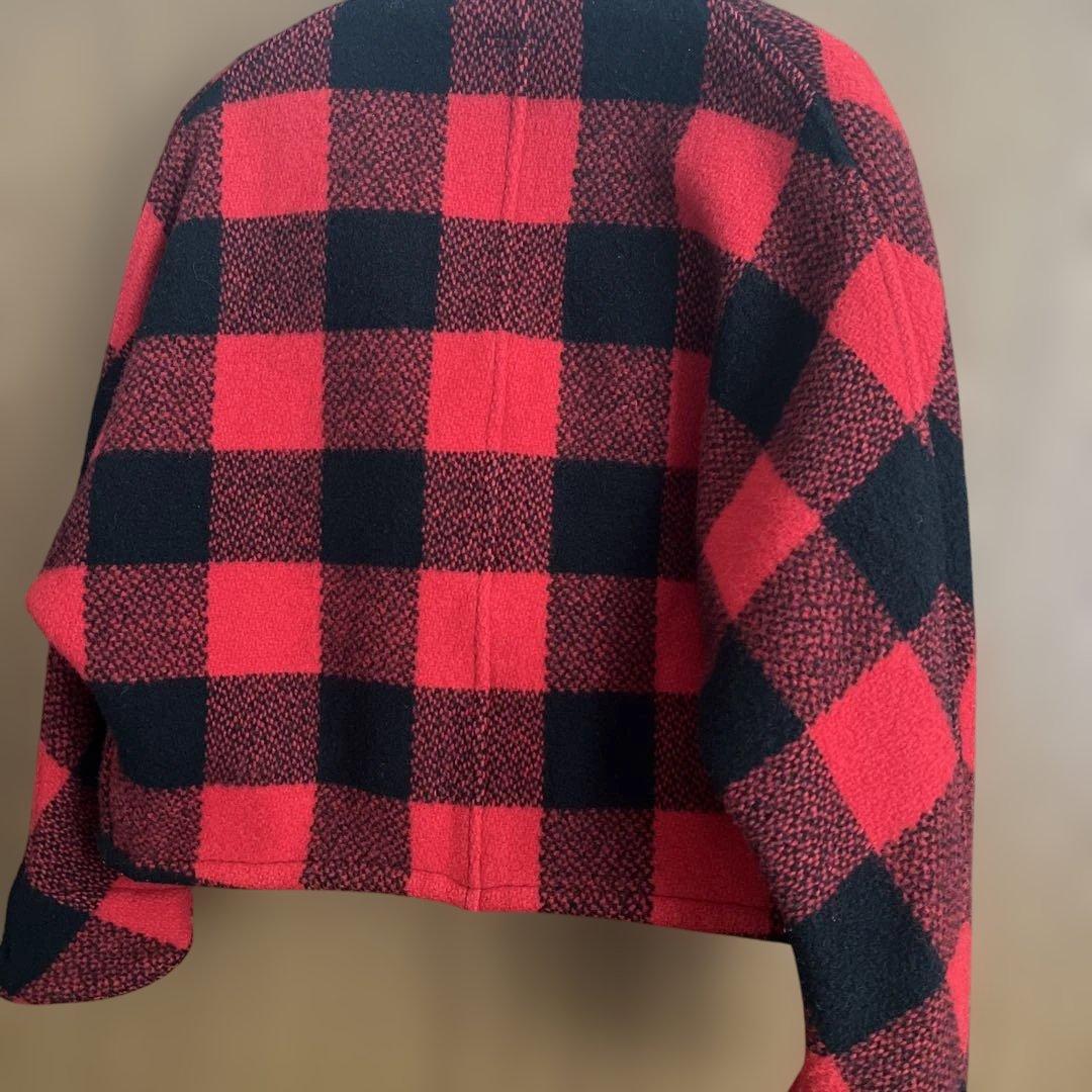 KAPITAL 赤黒チェック ノーカラージャケット