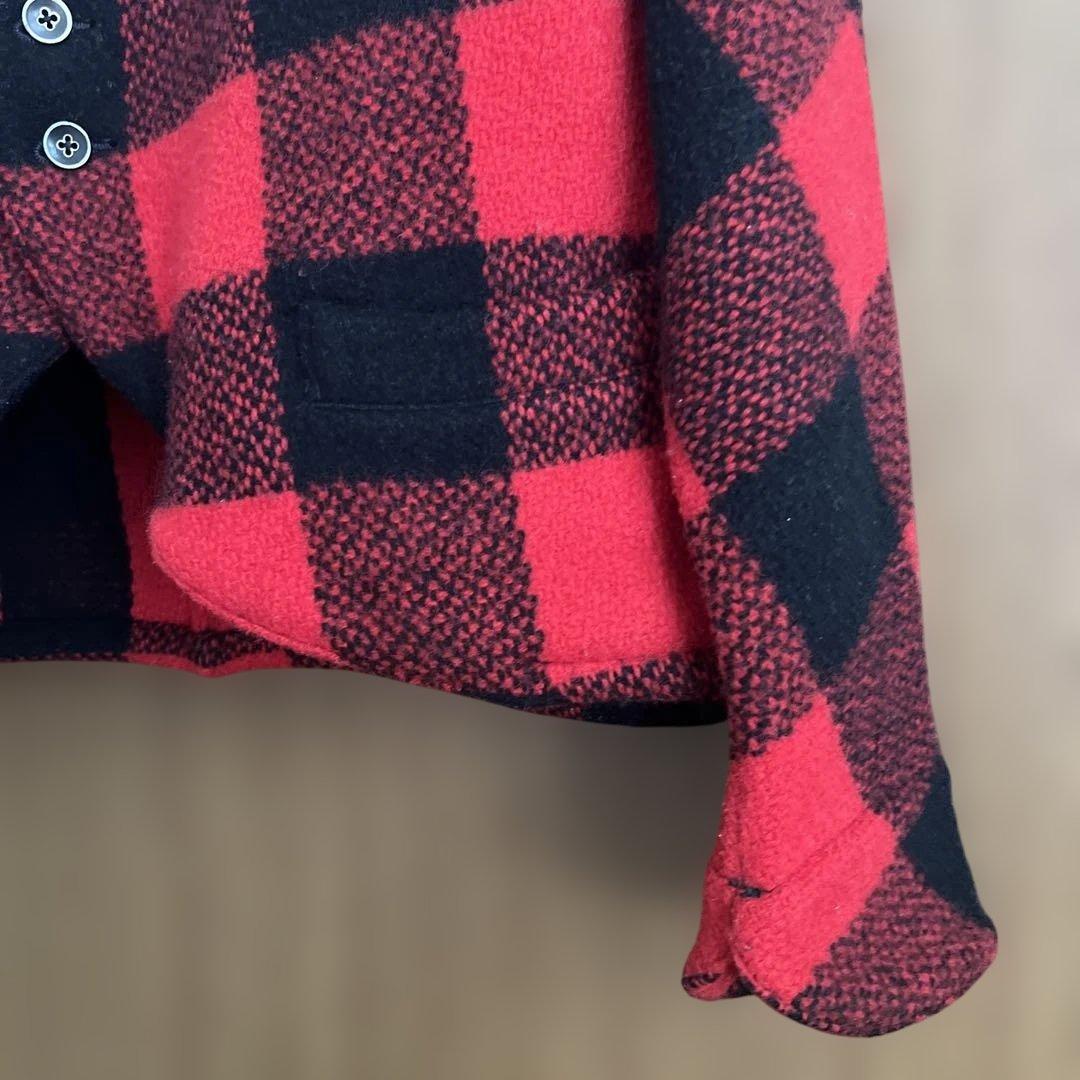 KAPITAL 赤黒チェック ノーカラージャケット