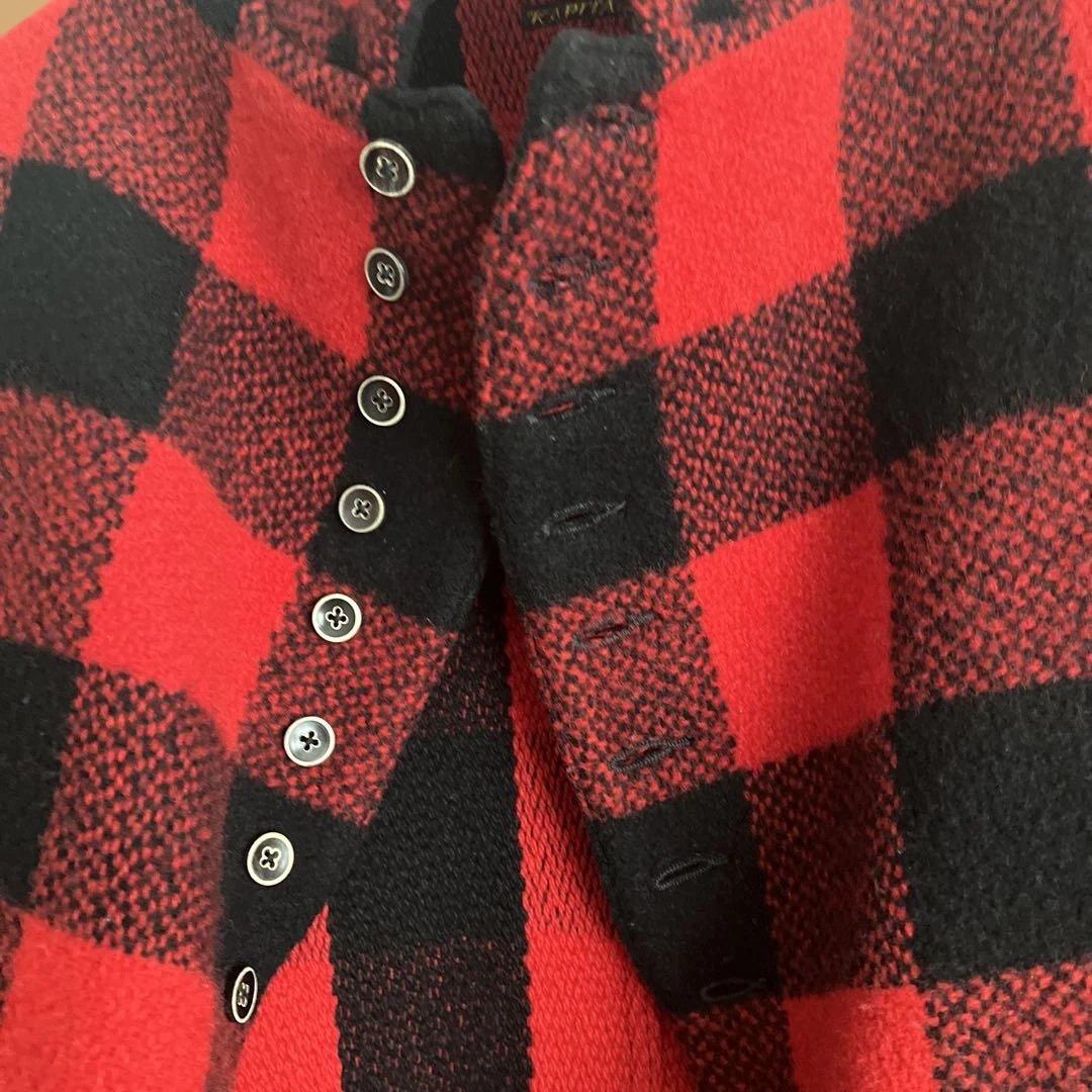 KAPITAL 赤黒チェック ノーカラージャケット